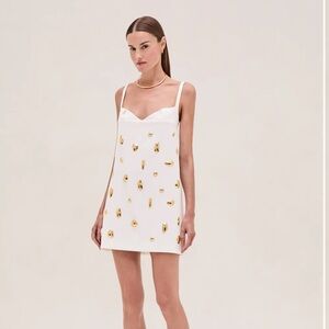 Alexis Larsen Dress (White Mini Dress with Gold Accents)